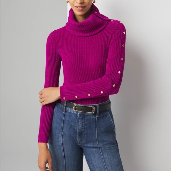 White House Black Market Fuchsia Turtleneck Sweater - Picture 1 of 11